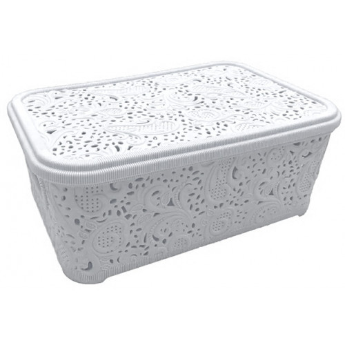 Корзина Ажур  4,7л с крышкой ПБ-447 белый