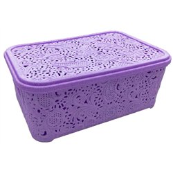 Корзина Ажур  4,7л с крышкой ПБ-447 фиолетовый