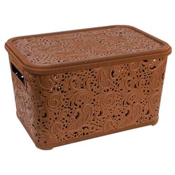 Корзина Ажур  7,5л с крышкой ПБ-416 коричневый