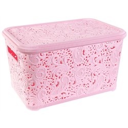 Корзина Ажур  7,5л с крышкой ПБ-416 розовый 