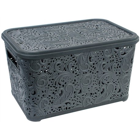 Корзина Ажур  7,5л с крышкой ПБ-416 антрацит