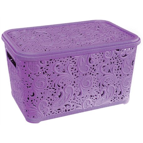 Корзина Ажур  7,5л с крышкой ПБ-416 фиолетовый