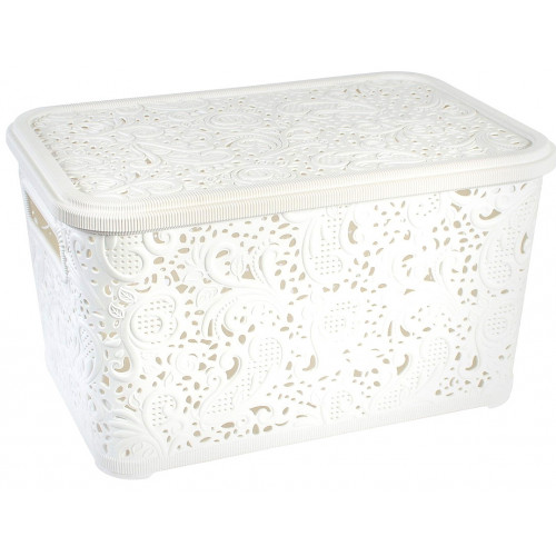 Корзина Ажур 12л с крышкой ПБ-591 белый