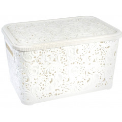 Корзина Ажур 18л с крышкой ПБ-607 белый