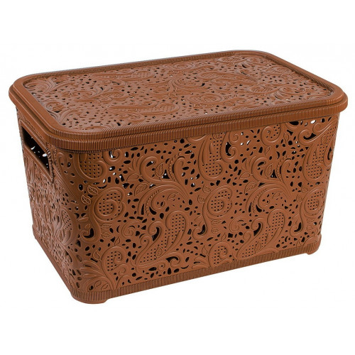 Корзина Ажур 18л с крышкой ПБ-607 коричневый