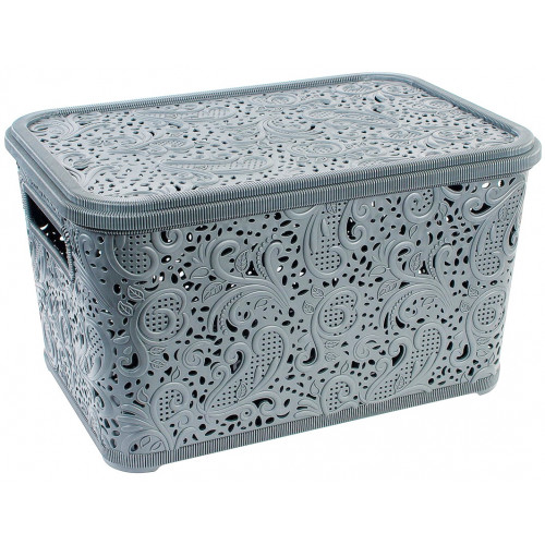 Кошик Ажур 18л з кришкою ПБ-607 сірий