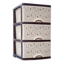 Комод ТРИ ЯРУСА Ажур бежево-коричневый В СОБРАНОМ ВИДЕ