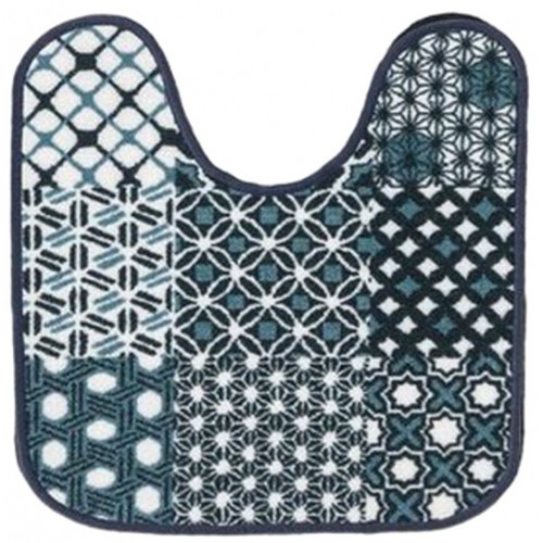 Коврик Таба туалетник 57х60 бирюзово-черные квадраты