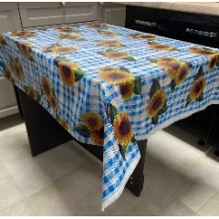 Клеенка Тонкая без основы 1,20*50м рулон Соняшник синий