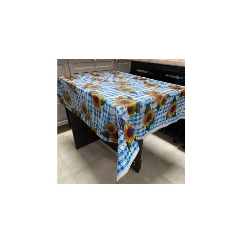 Клеенка Тонкая без основы 1,20*50м рулон Соняшник синий