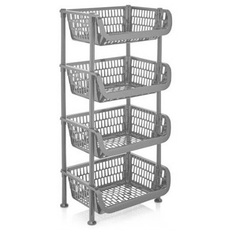 Этажерка прямоугольная 4-яр 5158 03 Pantry глубокие полки 30x39x83см серый светлый