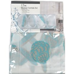 Штора SC13 силикон 180х180 Ракушки голубые