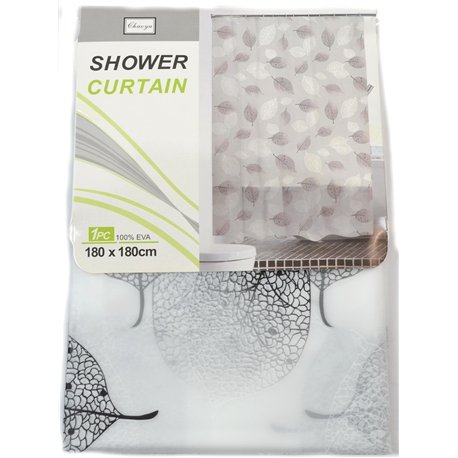 Штора 60086 силікон 180х180 Листя сіре 