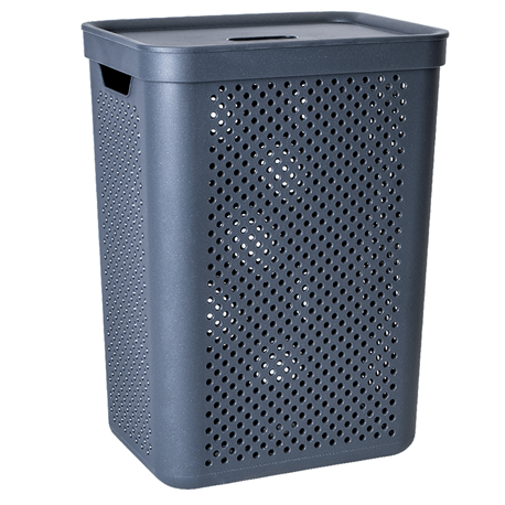 Корзина для белья Simple 45л прямая гранит