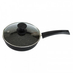 Сковорода алюмінієва антипригарна AS40223 зі скляною кришкою 22х5