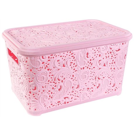 Кошик Ажур 7,5л з кришкою ПБ-416 рожевий
