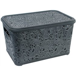 Корзина Ажур  7,5л с крышкой ПБ-416 серый 2
