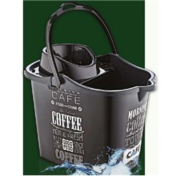 Відро під швабру з насадкою  OZER-D-012 малюнок 14л чорний кофе