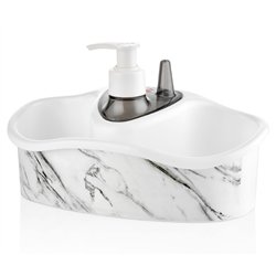 Дозатор набір для рідкого мила OZER-D-061-X128 з підставкою білий мармур