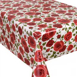 Клеенка 1,40*20м рулон Dekorama 138A красные розочки на белом