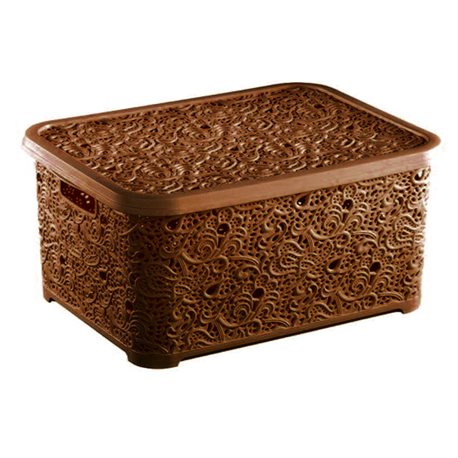 Кошик 324 Ажур №3 з кришкою 23л коричневий