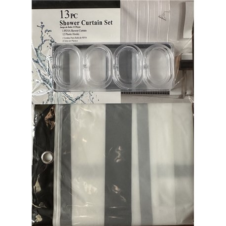 Штора SC13 силикон 180х180 Полоса черно-серый