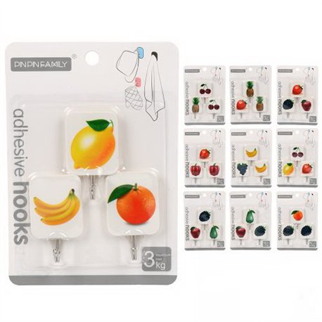 Крючок 1уп-3шт на самоклейке R90492 на блистере 5,5х5,5см Фрукты