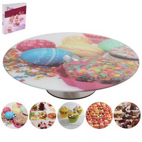 Столик підставка поворотний WHW59666-7 для торта скло 30см