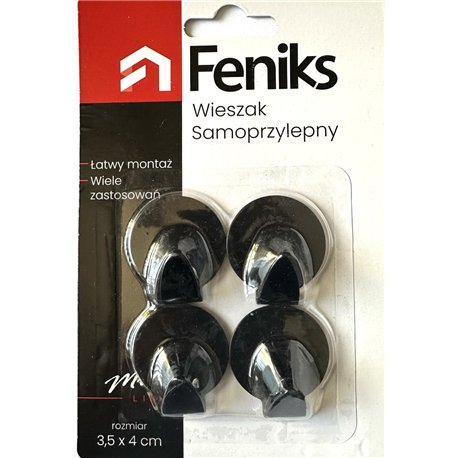 Крючок 1уп-4шт на самоклейке металлический 74327 на блистере Круг черный