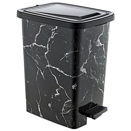 Ведро с педалью OZER-S-111-1х129 SLIM 15л черный мрамор