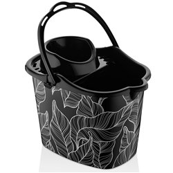 Відро під швабру з насадкою  OZER-D-012 малюнок 14л листя на чорному