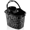 Ведро под швабру с насадкой OZER-D-012 рисунок 14л листья на черном