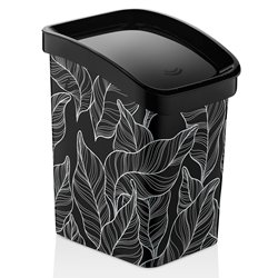 Ведро для мусора OZER-D-081-X165 с рисунком 6,0л листья на черном