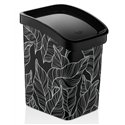 Ведро для мусора OZER-D-082-X165 с рисунком 12,0л листья на черном