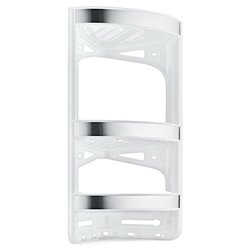 Полка OZER-B-011 угловая 3-яр белый+рисунок металлик 