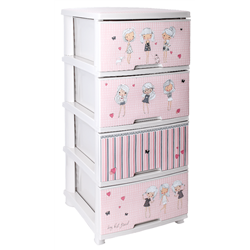 Комод алеана 4-яр с рисунком 42005 Девочки белая роза