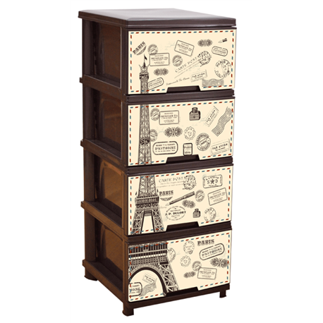 Комод алеана 4-яр з малюнком 09134 Париж коричневий