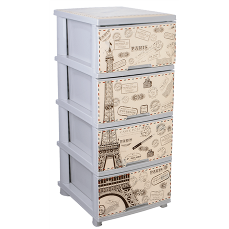 Комод алеана 4-яр з малюнком 09404 Париж кремовий
