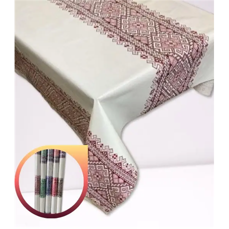 Клеенка Брален 1,35*30м рулон Br-0021 Вышиванка бордо