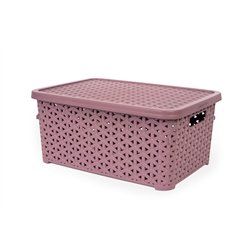 Кошик з кришкою 6,0л низький темно-пудровий 29,7х19,6х13см