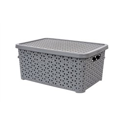 Корзина с крышкой 6,0л низкая серый 29,7х19,6х13см