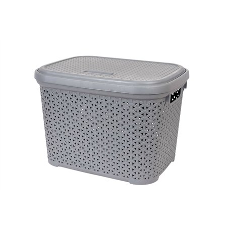 Кошик з кришкою 30л сірий 44,5х33,6х31см