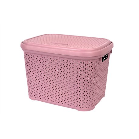 Кошик з кришкою 30л темно-пудровий 44,5х33,6х31см