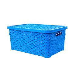 Корзина с крышкой 10л голубой 34,5х24,5х15,5см