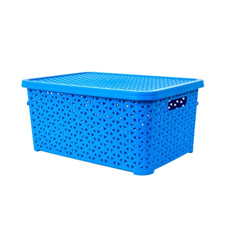 Корзина с крышкой 10л голубой 34,5х24,5х15,5см